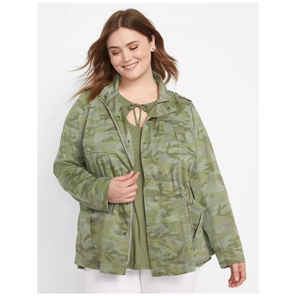 Sz 26 Lane Bryant Ditsy Camo Classic Utility Jacket Cotton Blend